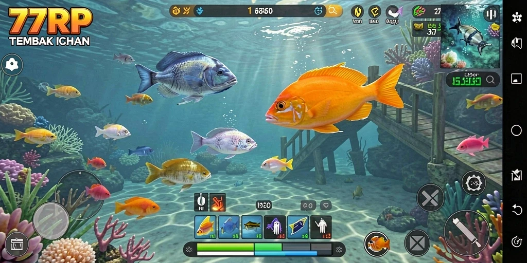 Tampilan gameplay seru Tembak Ikan di 77RP.