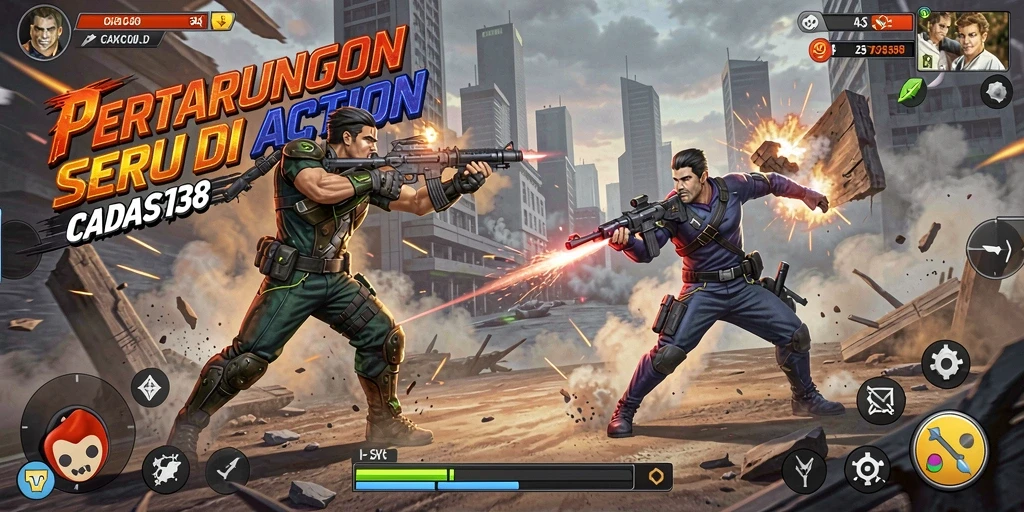 Screenshot gameplay CADAS138 menampilkan aksi penuh adrenaline saat bertarung.