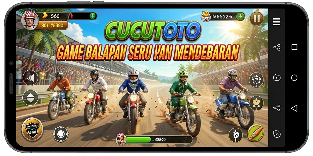 Tampilan gameplay CUCUTOTO dengan aksi balapan yang mendebarkan.