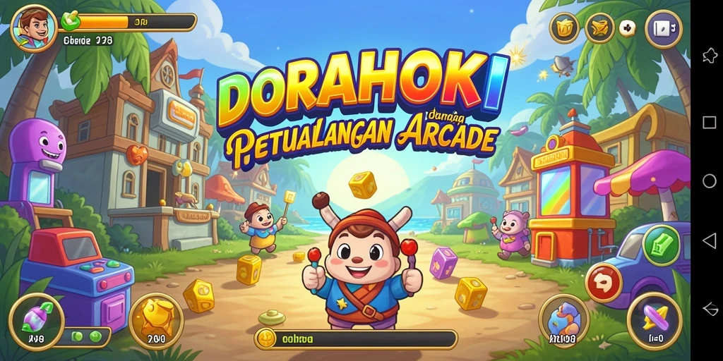 Screenshot gameplay DORAHOKI yang penuh tantangan dan warna.