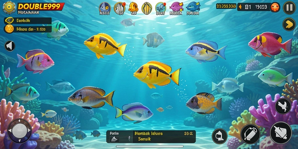 Screenshot gameplay <strong>DOUBLE999</strong> yang menampilkan serunya menembak ikan.
