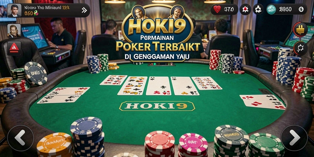 Tampilan gameplay Poker HOKI9 yang seru dan interaktif.