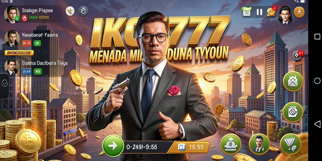 Screenshot utama IKON777 menampilkan aksi strategi bisnis yang intens.