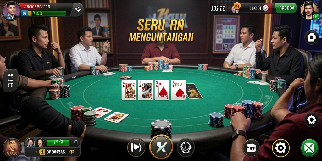Tampilan gameplay poker yang seru di JJ62.