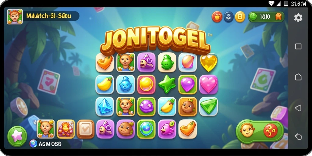 Tampilan gameplay seru dalam JONITOGEL yang menampilkan kecocokan elemen.