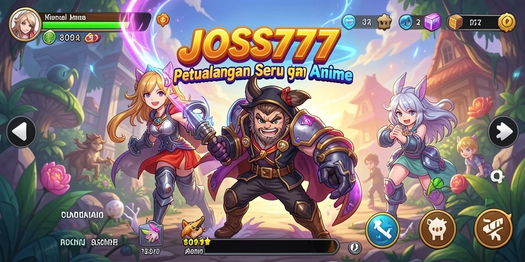Tampilan gameplay dari <strong>JOSS777</strong> yang menakjubkan dengan karakter Anime ikonik.