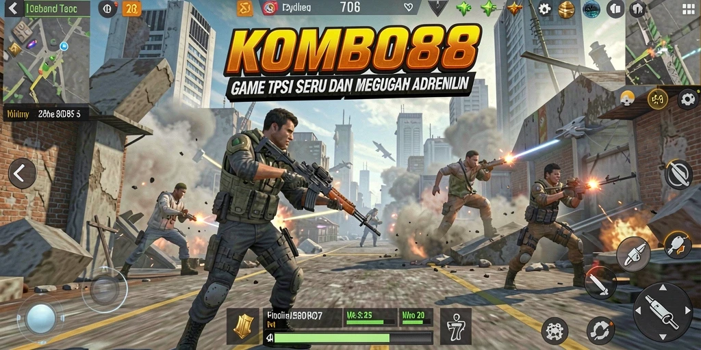 Screenshot aksi seru dari KOMBO88 menampilkan gameplay TPS yang mendebarkan.