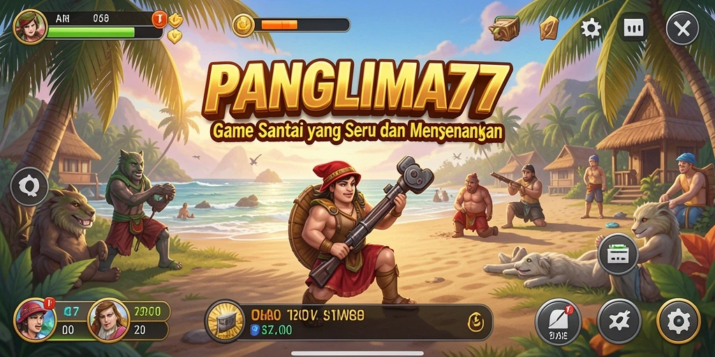 Tampilan gameplay PANGLIMA77 dengan karakter dan mini-game yang menarik.