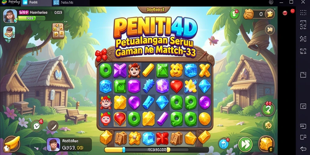 Tangkapan layar gameplay seru di PENITI4D dengan berbagai tantangan match-3.