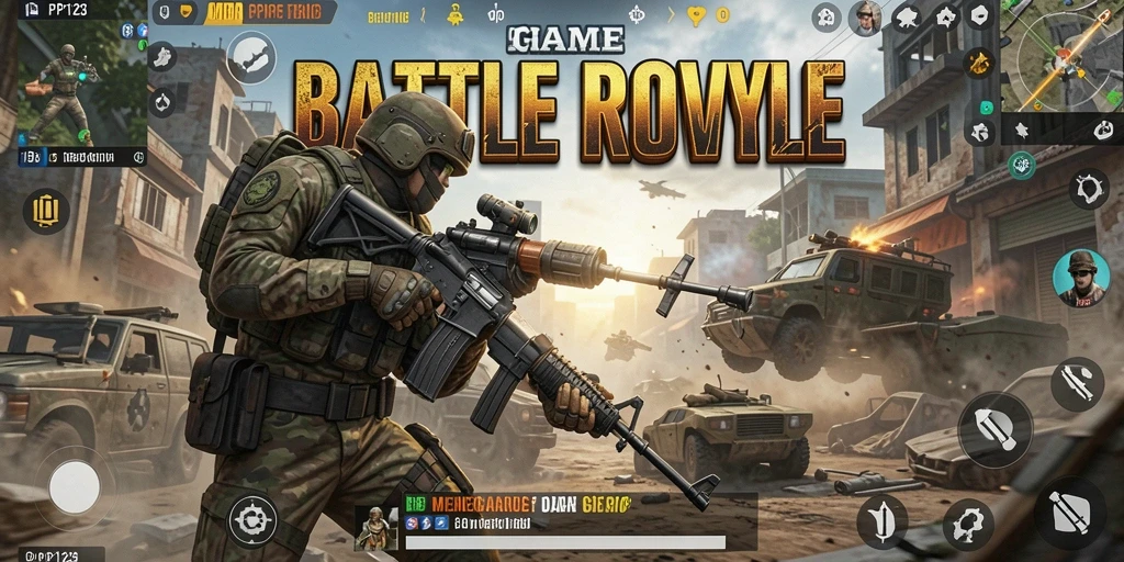 Screenshot PP123 menampilkan aksi Battle Royale mendebarkan.