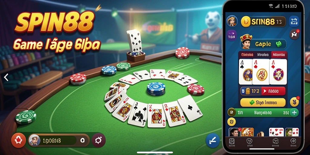Tampilan gameplay SPIN88 yang mengasyikkan saat bermain Gaple.
